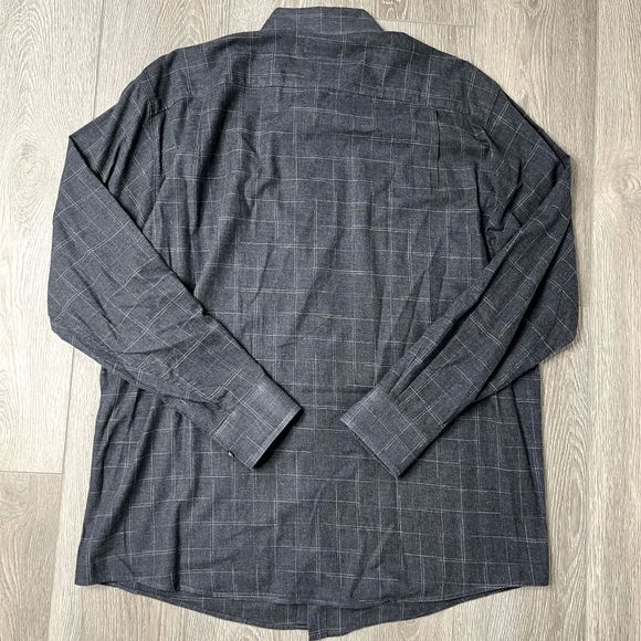 Talbots Men's Grey Checkered Window Pane Size Large Button Down Shirt - Picture 4 of 5